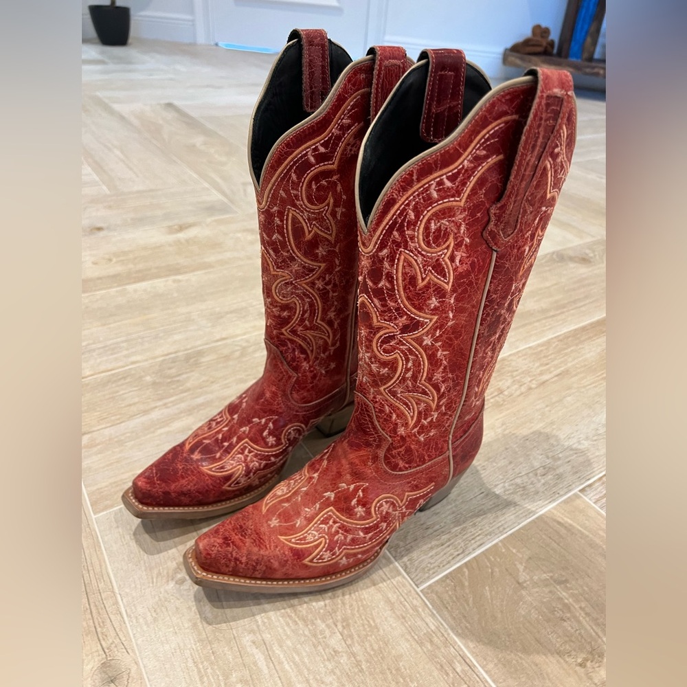 Authentic Leather Red Cowboy Boots